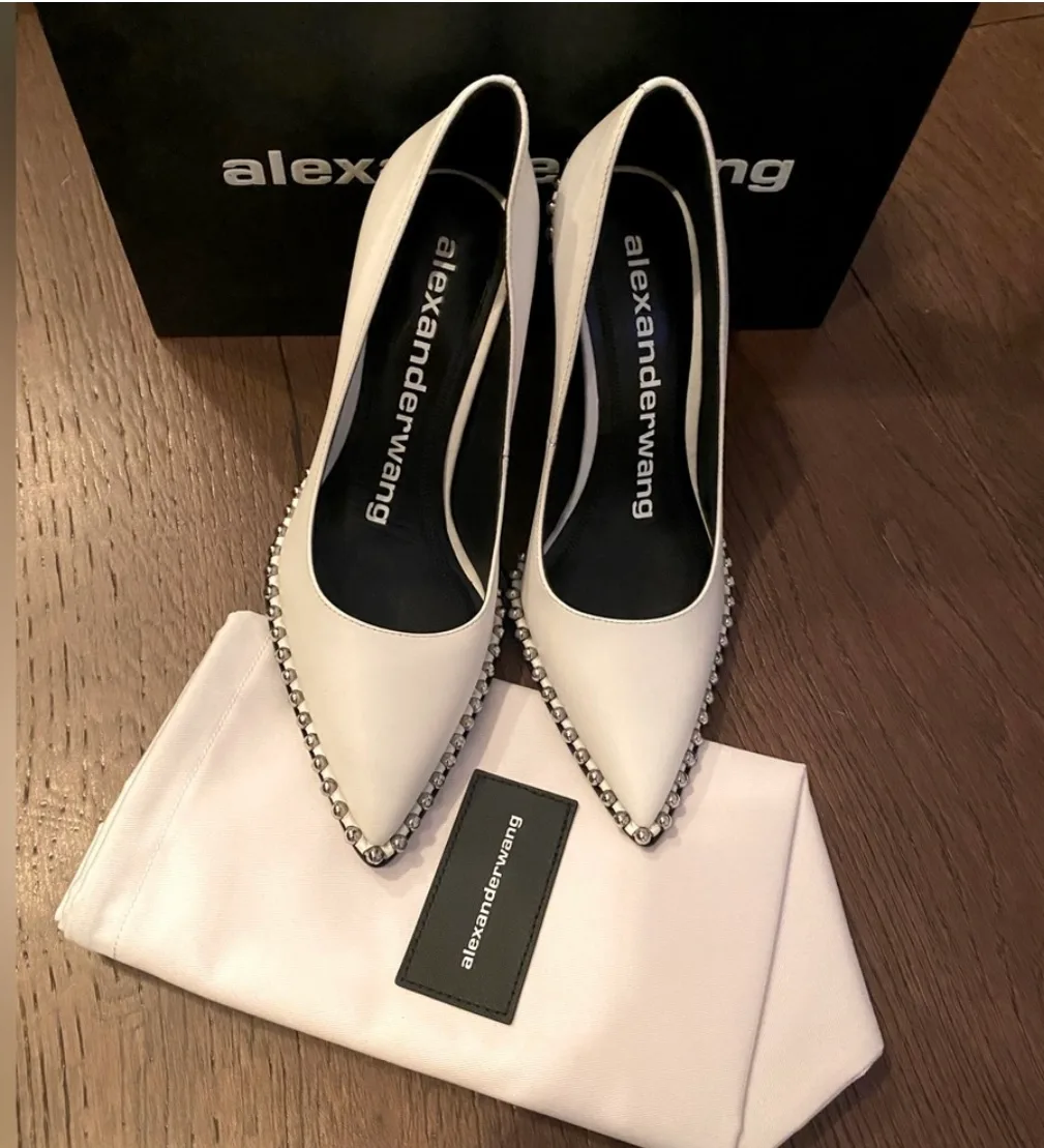 New Alexander Wang White Studded Heels image indicator(2)