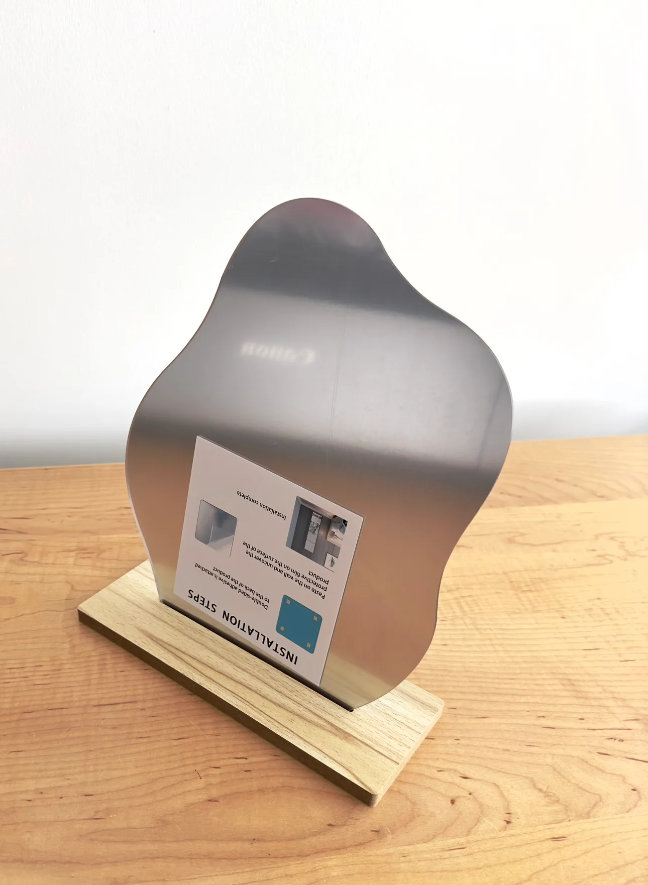 NEW Abstract Cloud Shaped Mirror with Wooden Stand thumbnail