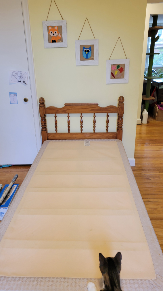 antique twin bed headboard with frame and a box - photo 5