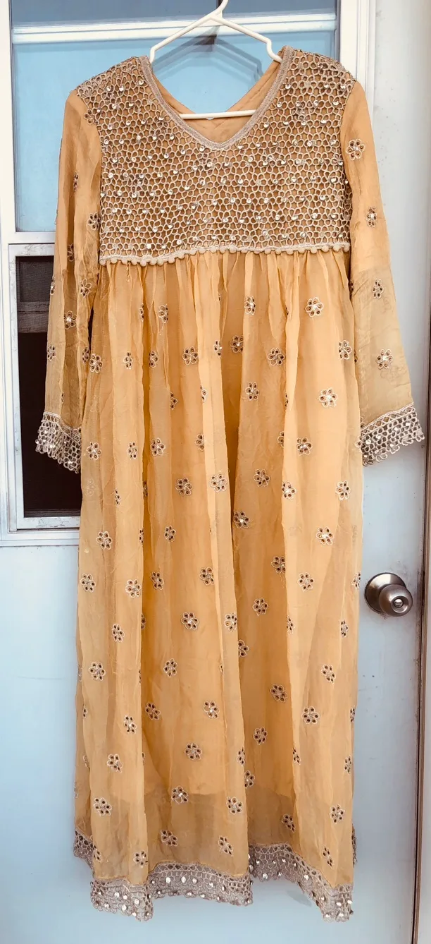 Beige Embroidered 3 piece suit | desi clothes thumbnail