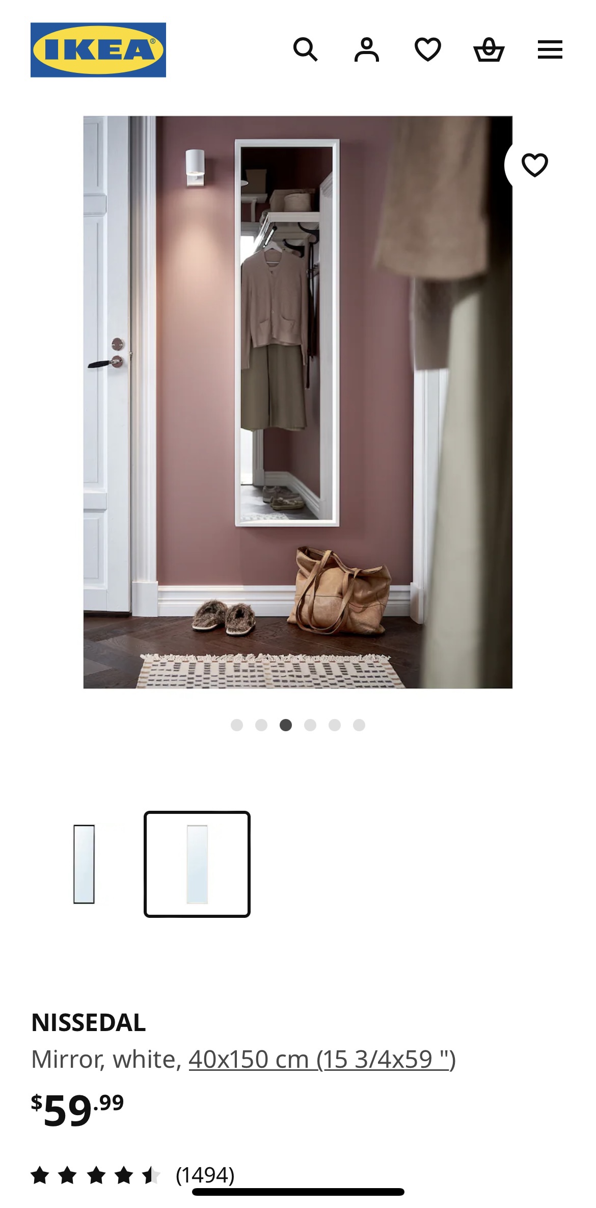IKEA NISSEDAL Mirror, White - photo 5