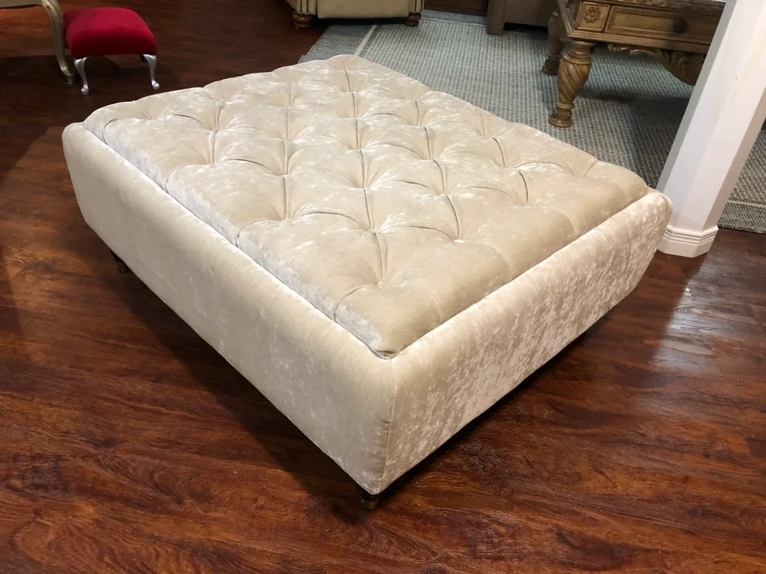Beige Tufted Ottoman thumbnail