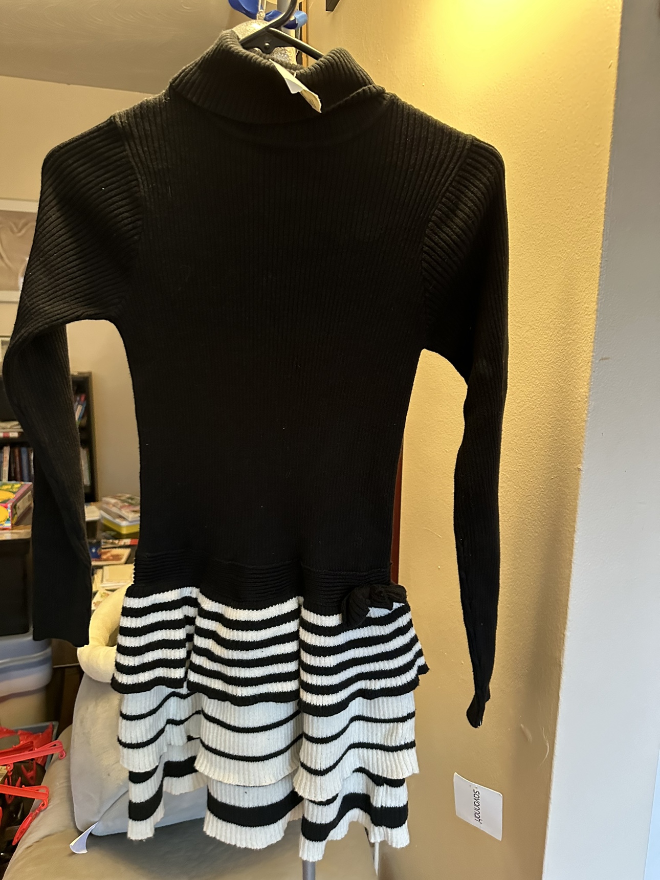 Black and White Striped Sweater Dress