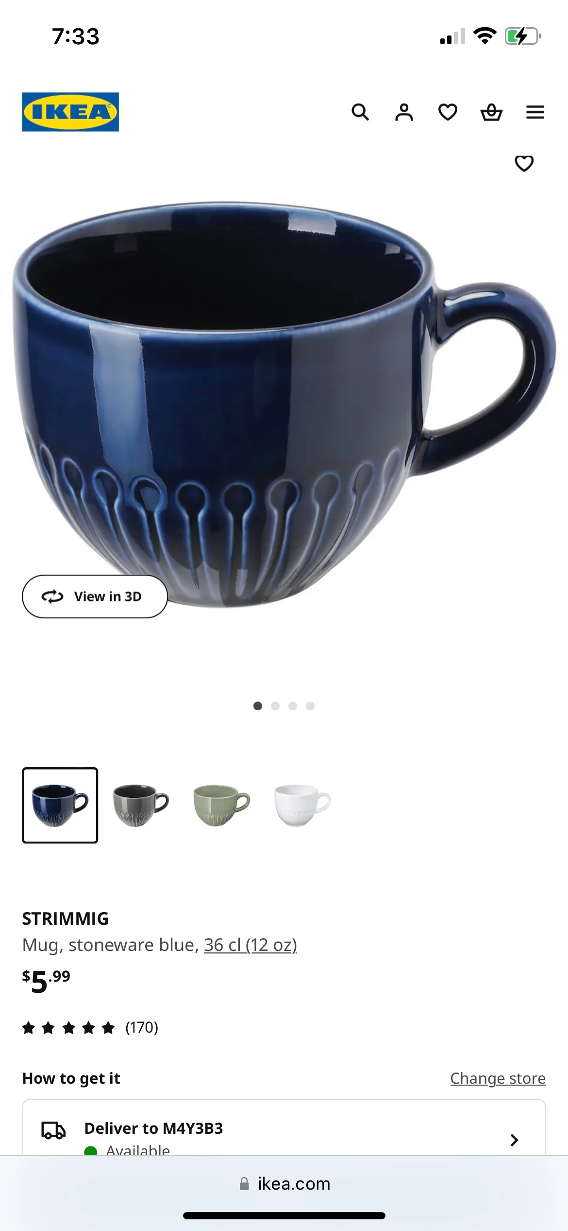 IKEA STRIMMIG Mug, Blue thumbnail