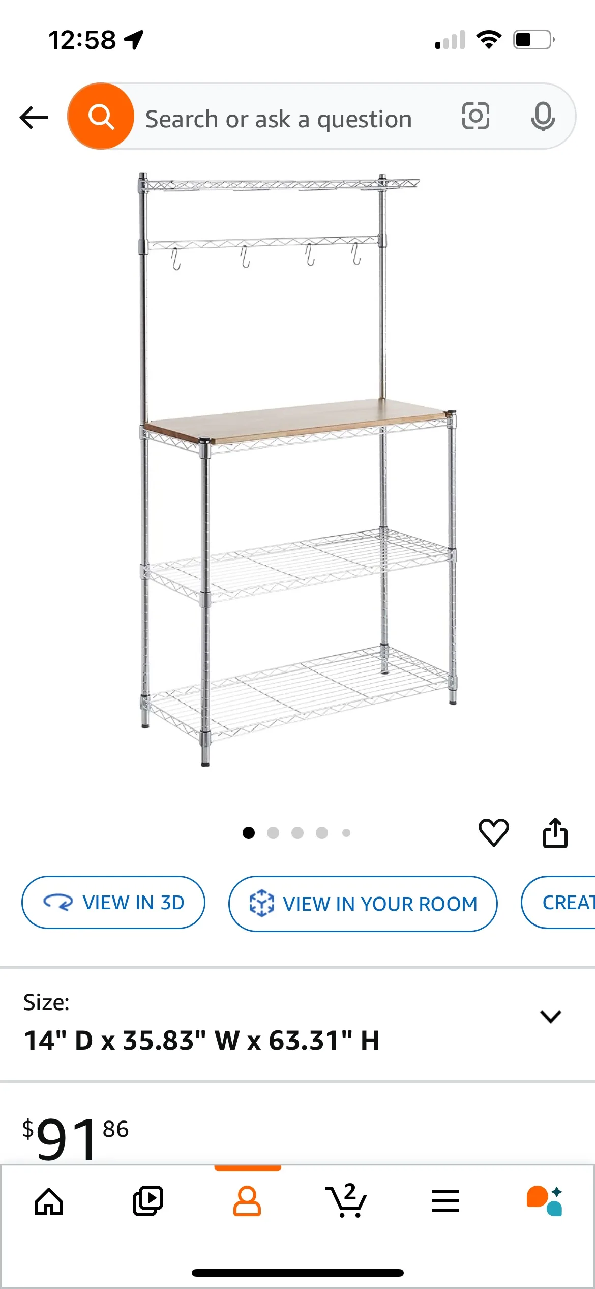 Kitchen Baker's Rack with Top Shelf image indicator(3)