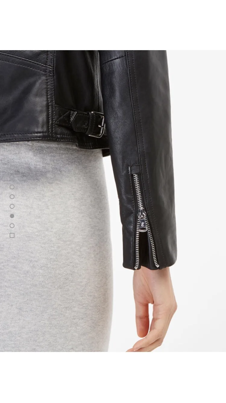 MASSIMO DUTTI Black Leather Jacket,small $120 image indicator(6)