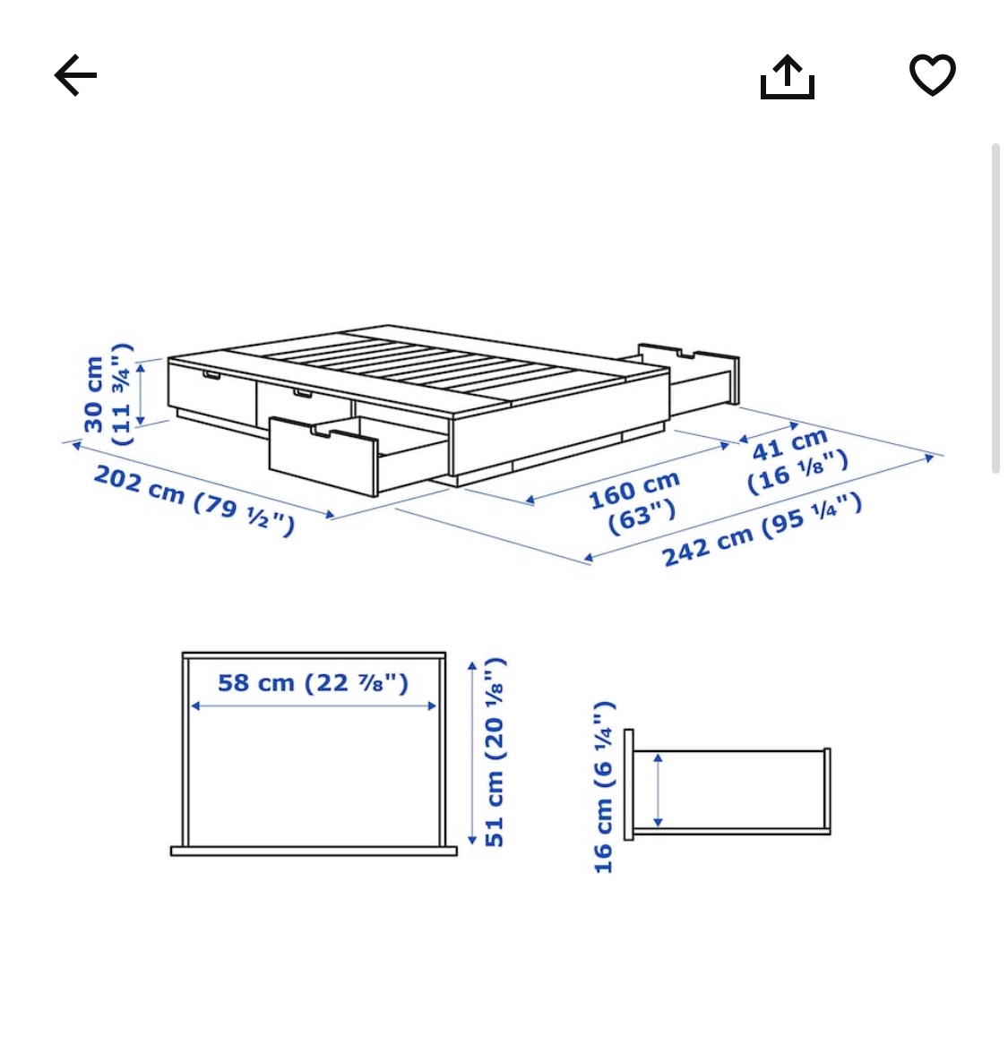 Ikea Nordli Queen Bed Frame with Storage - photo 2