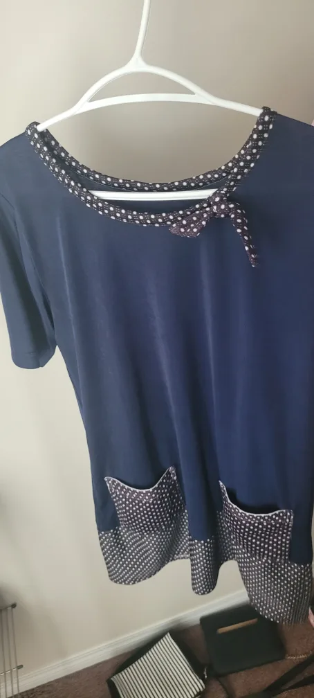 Navy Blue and White Polka Dot Dress image indicator(2)