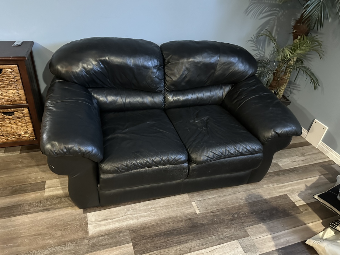 Black Leather Love Seat
