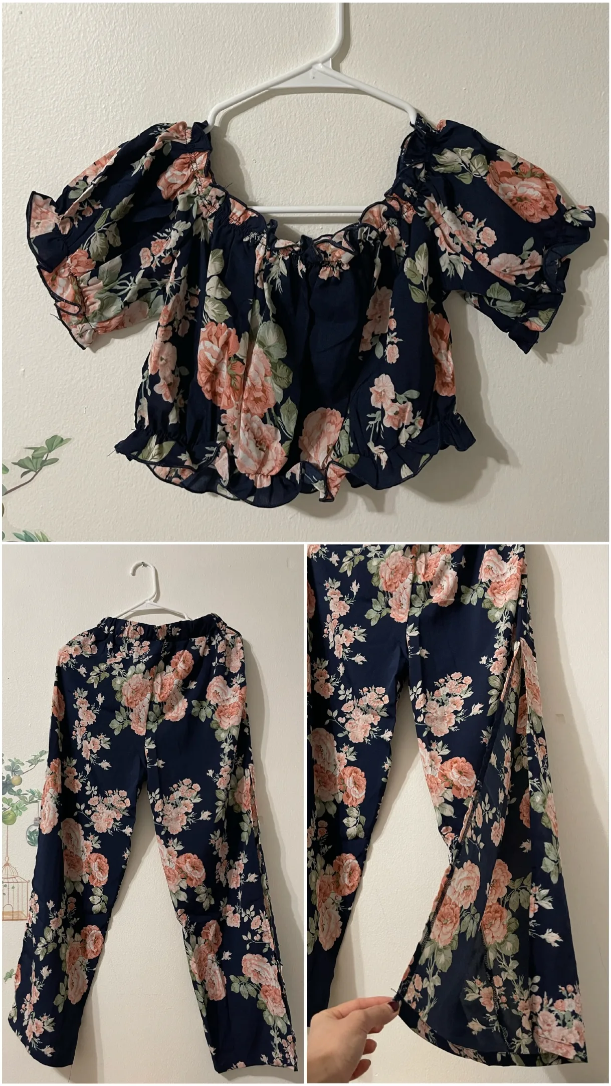 Floral Print Crop Top and Pants Set image indicator(4)