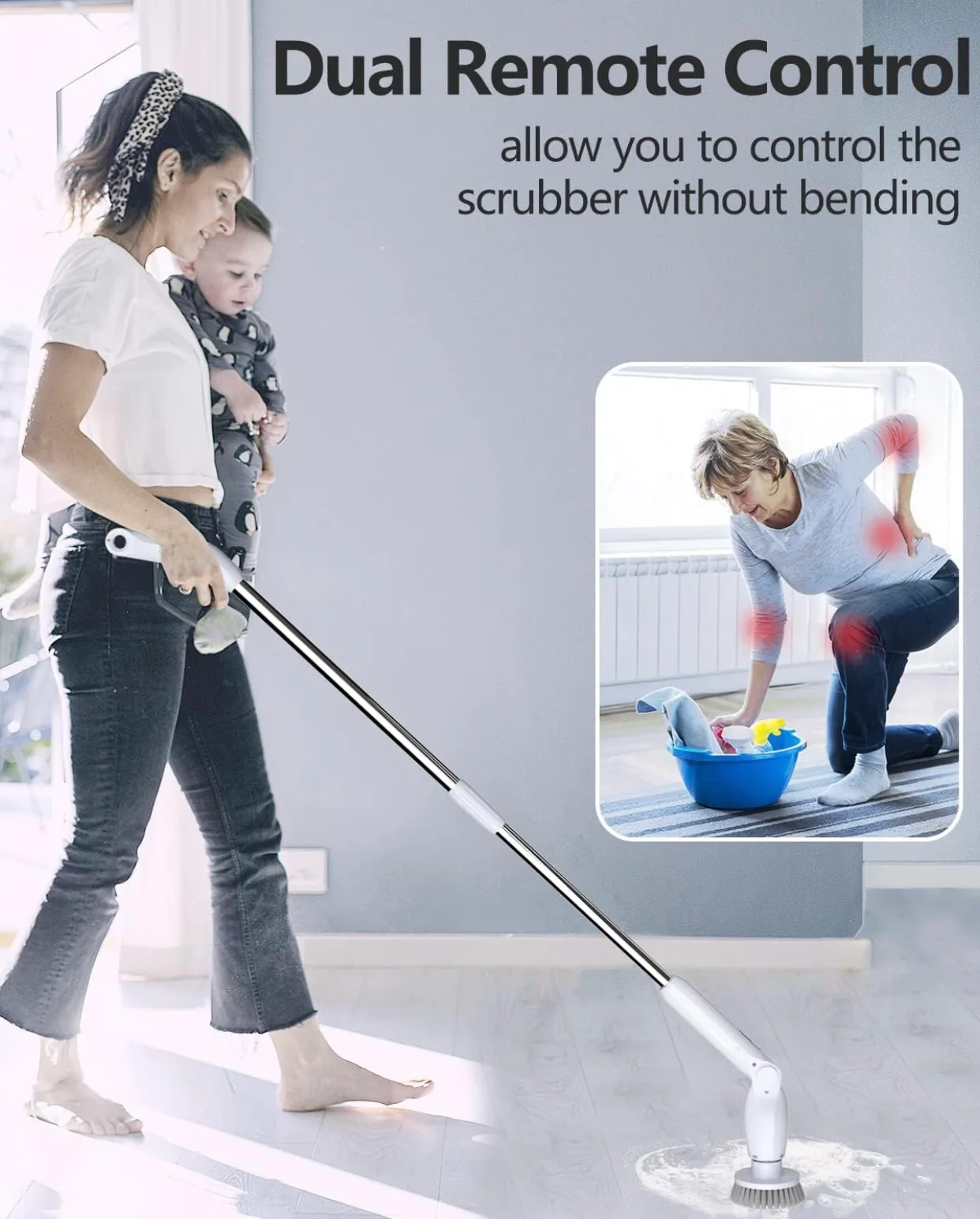 Electric Spin Scrubber, Cordless Cleaning Brush with 8 image indicator(2)