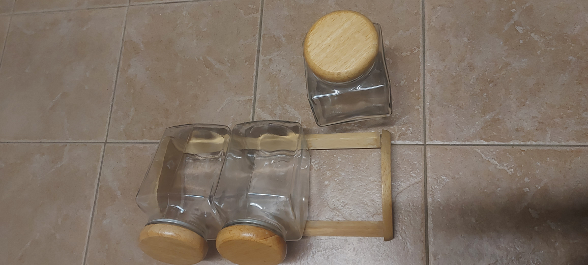 Glass Storage Jars with Wooden Lids and Stand (Cash only) - photo 3