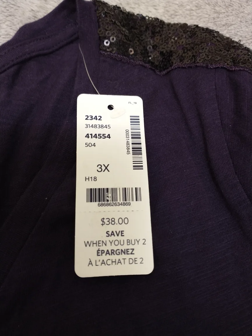 NWT!! PENN LOVE & LEGEND PURPLE LONG SLEEVE TOP image indicator(3)