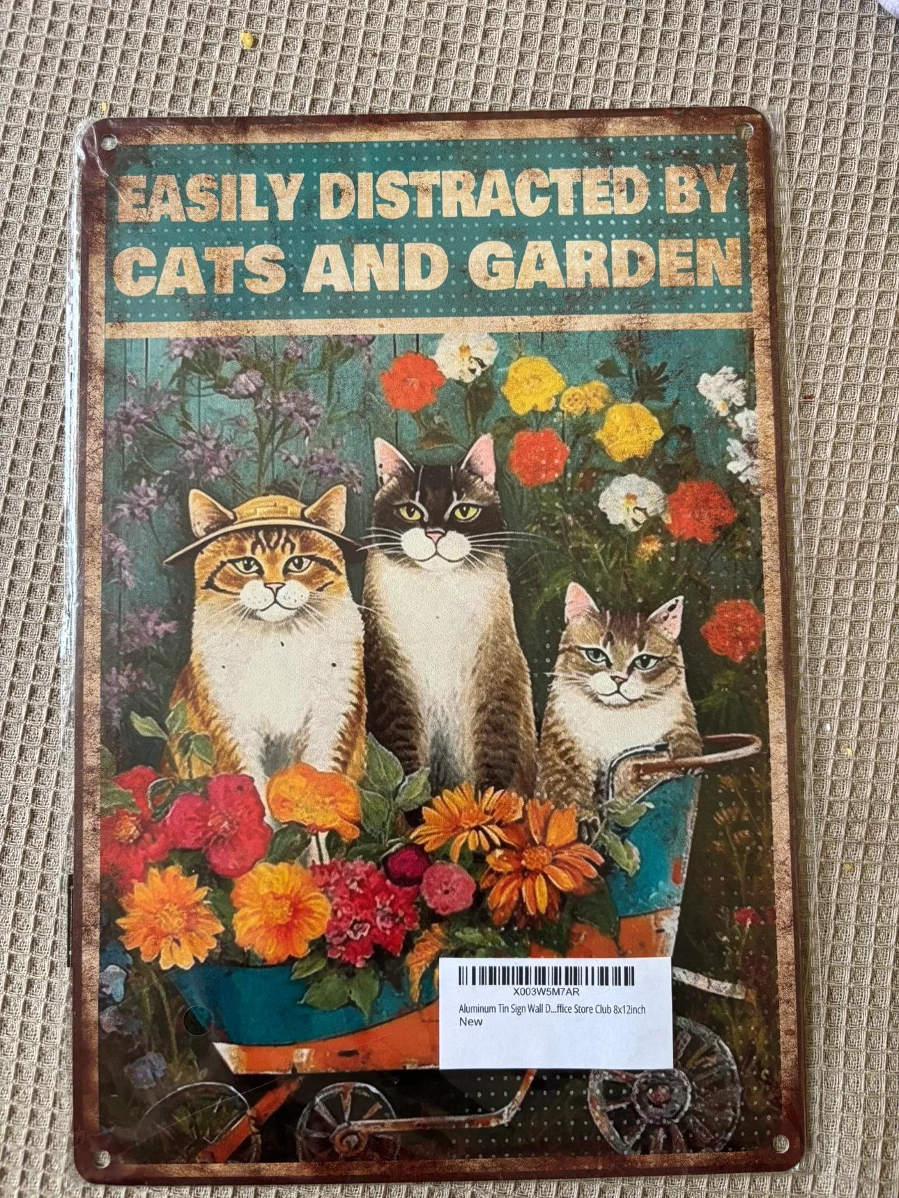 Easily Distracted By Cats and Garden Metal Sign thumbnail