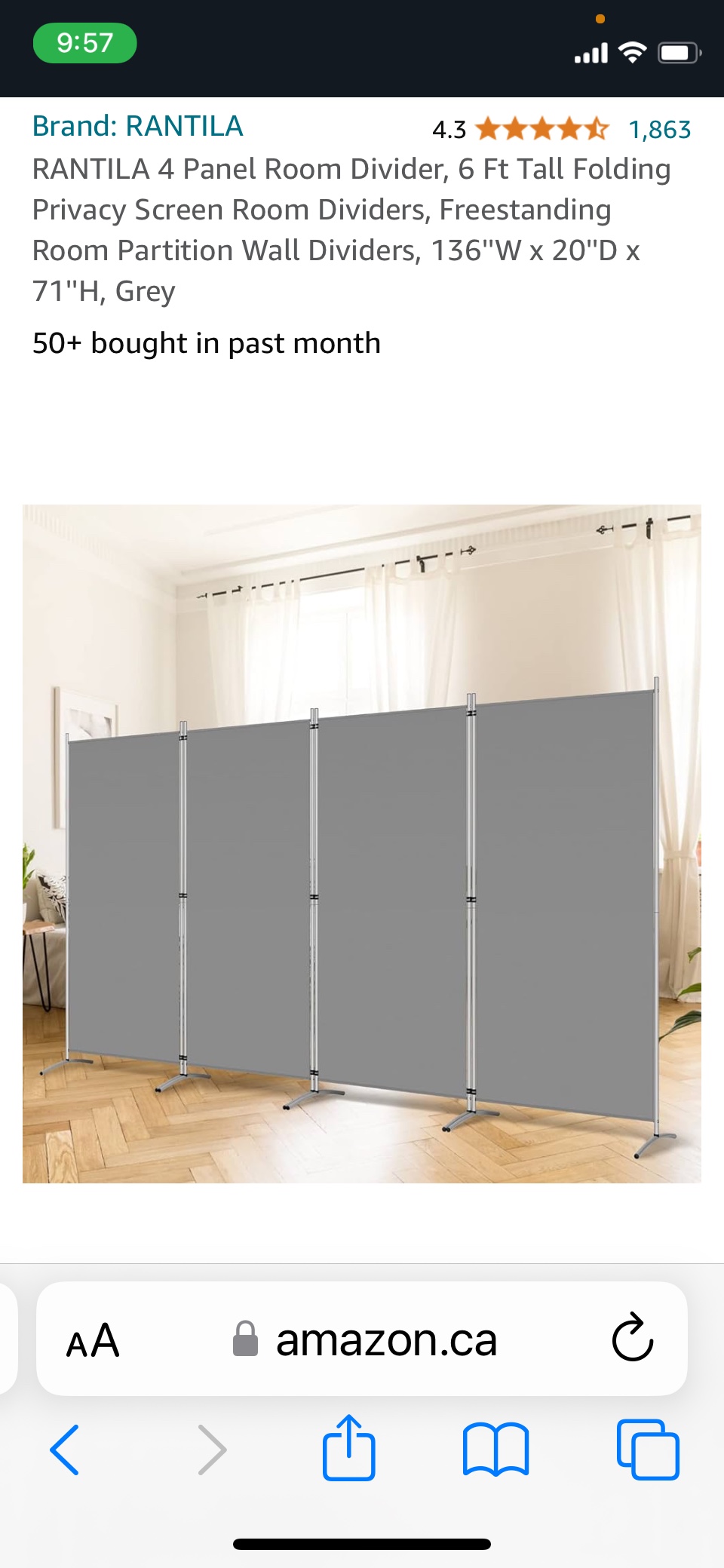 4 Panel Room Divider