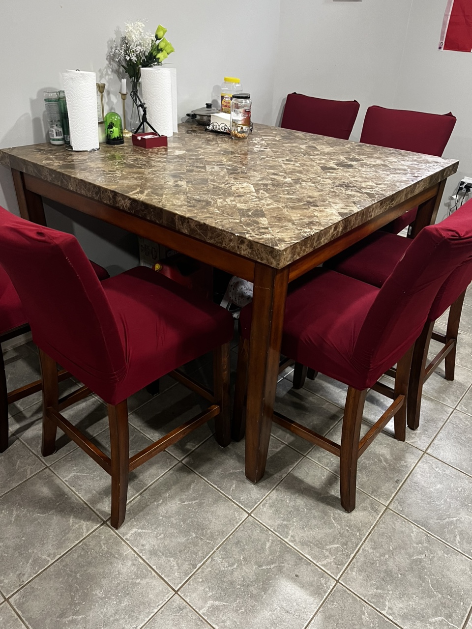 Faux Marble Dining Table set with 6 Chairs - photo 2