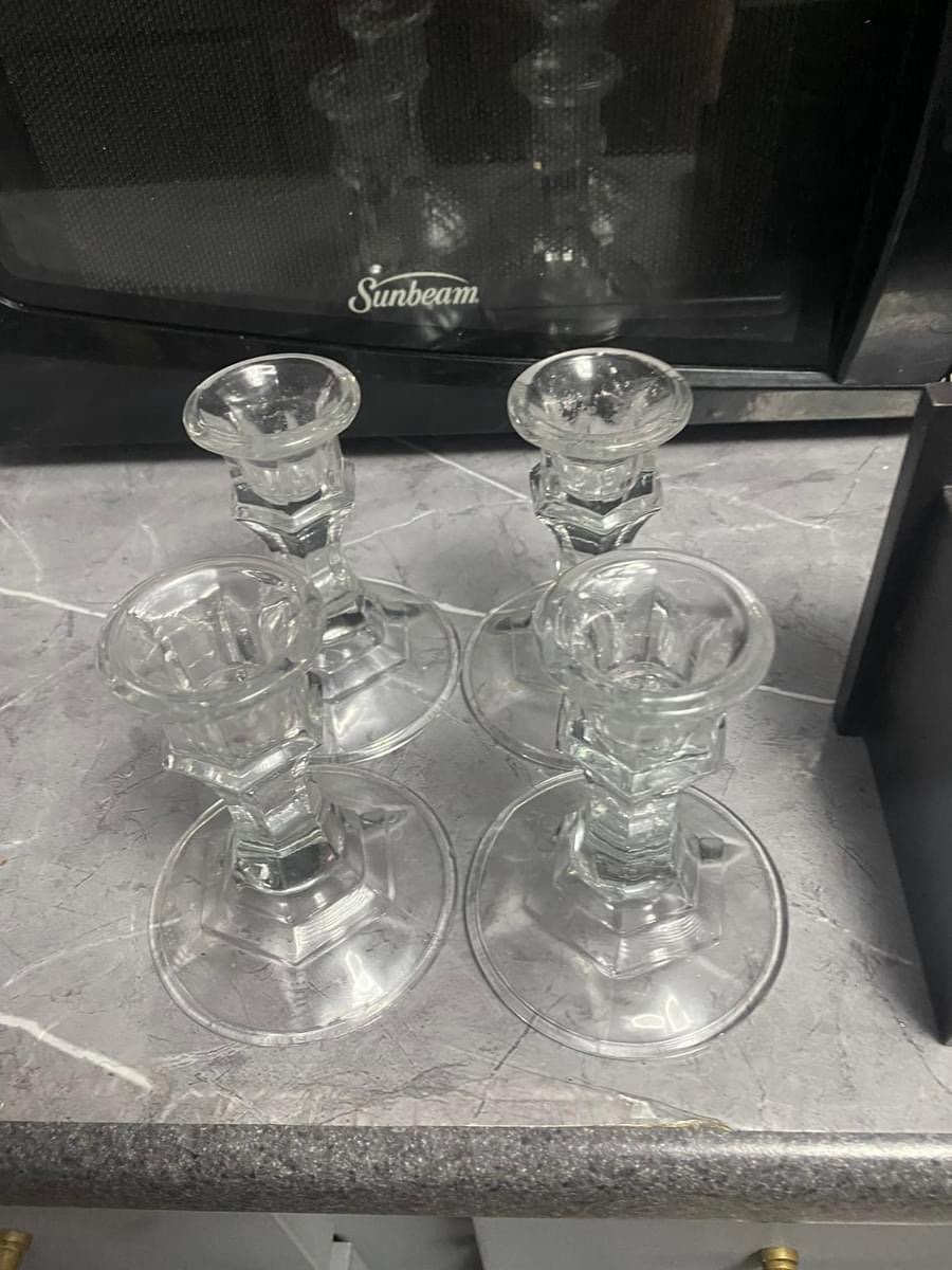 Set of 4 Glass Candle Holders