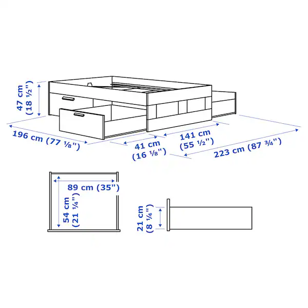 IKEA Bed Frame with Storage Drawers - photo 4