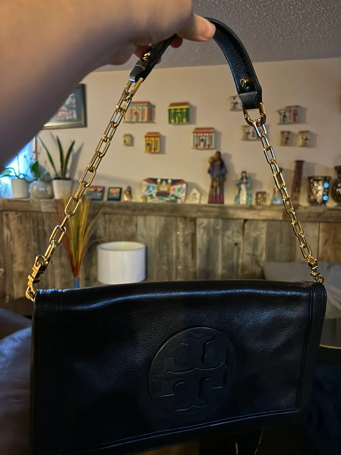 Authentic Tory Burch Black Leather Clutch Bag thumbnail