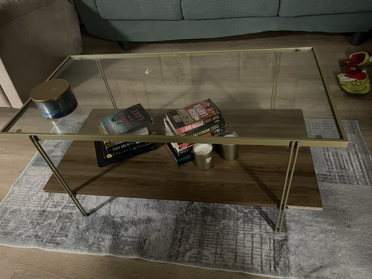 Gold Glass Top Coffee Table - photo 2
