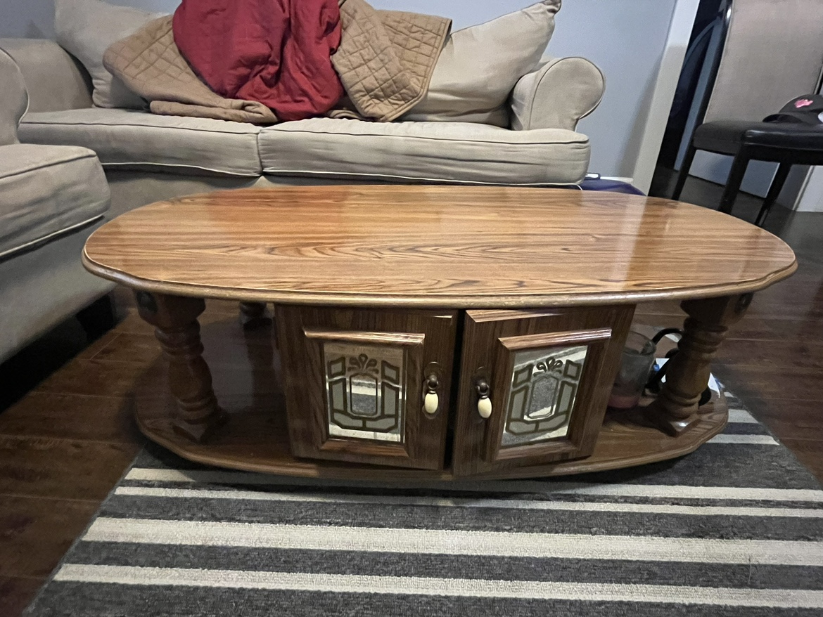 Oval Coffee Table with Storage