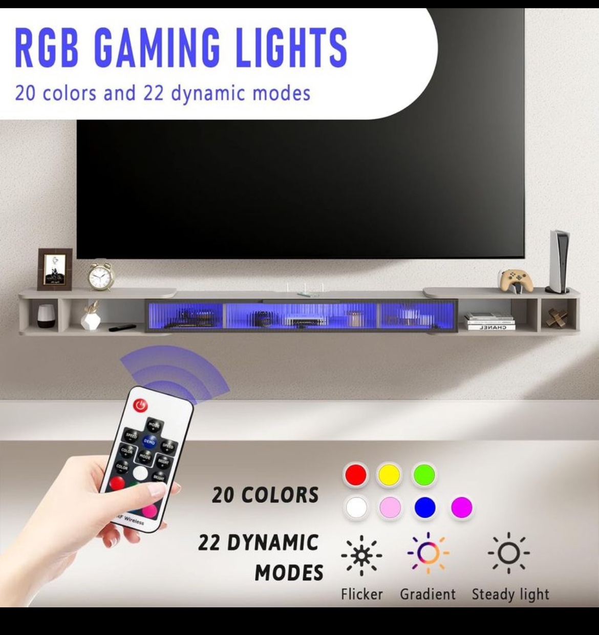 Floating TV Stand with RGB Lights - photo 3