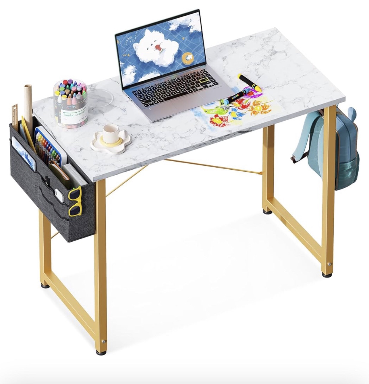 NIB Gold and White Computer Desk