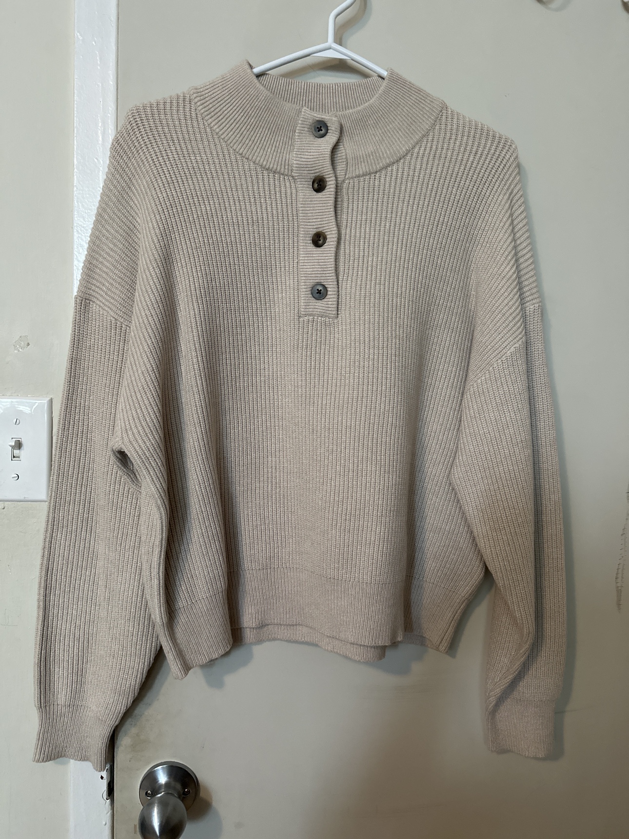 Beige Mock Neck Sweater