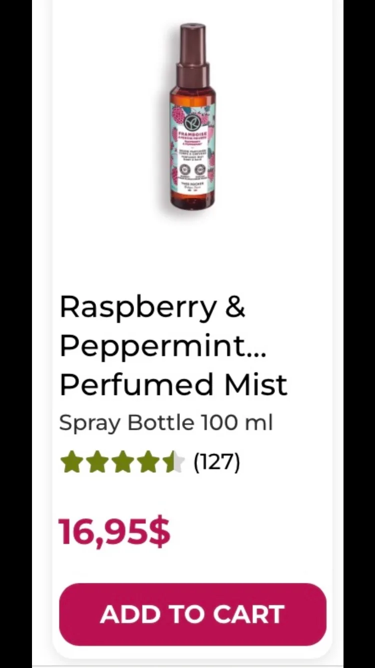 Yves Rocher Raspberry & Mint Poivrée Body And Hair Mist🩷❤️💜💚🍃💦 image indicator(4)