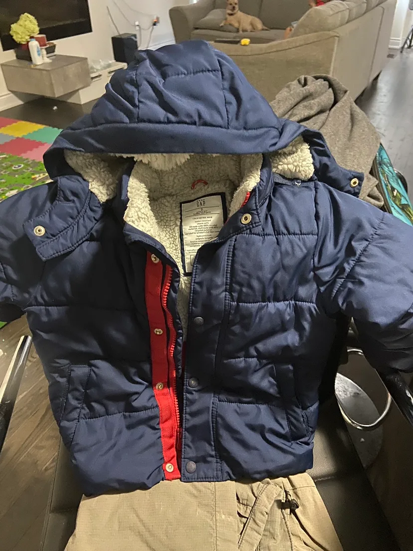 Gap Kids Blue Puffer Jacket with Hood thumbnail