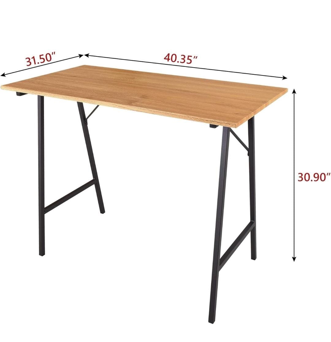 Office Desk with Black Legs & Natural Wood Top - great Condition