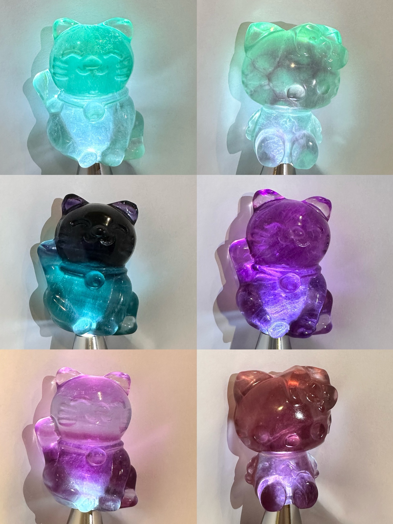 Maneki Neko Crystal Figurines