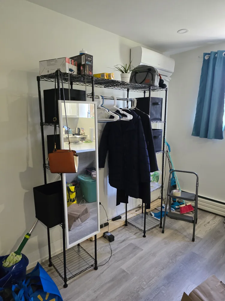 Metal Clothes Rack with Mirror thumbnail