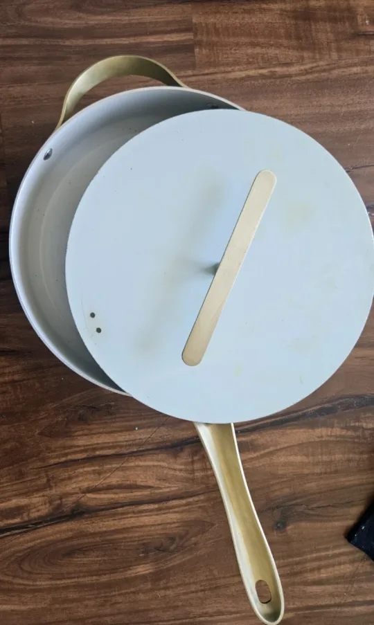 Gold and Frying Pan with Lid. thumbnail