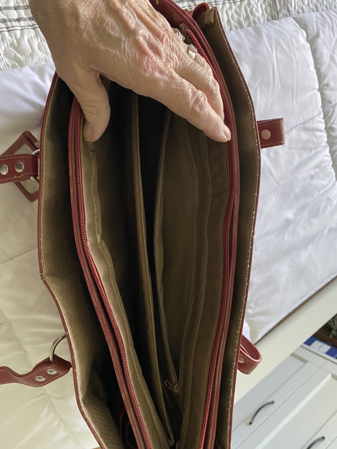 Large Burgundy Leather Tote Bag - photo 2