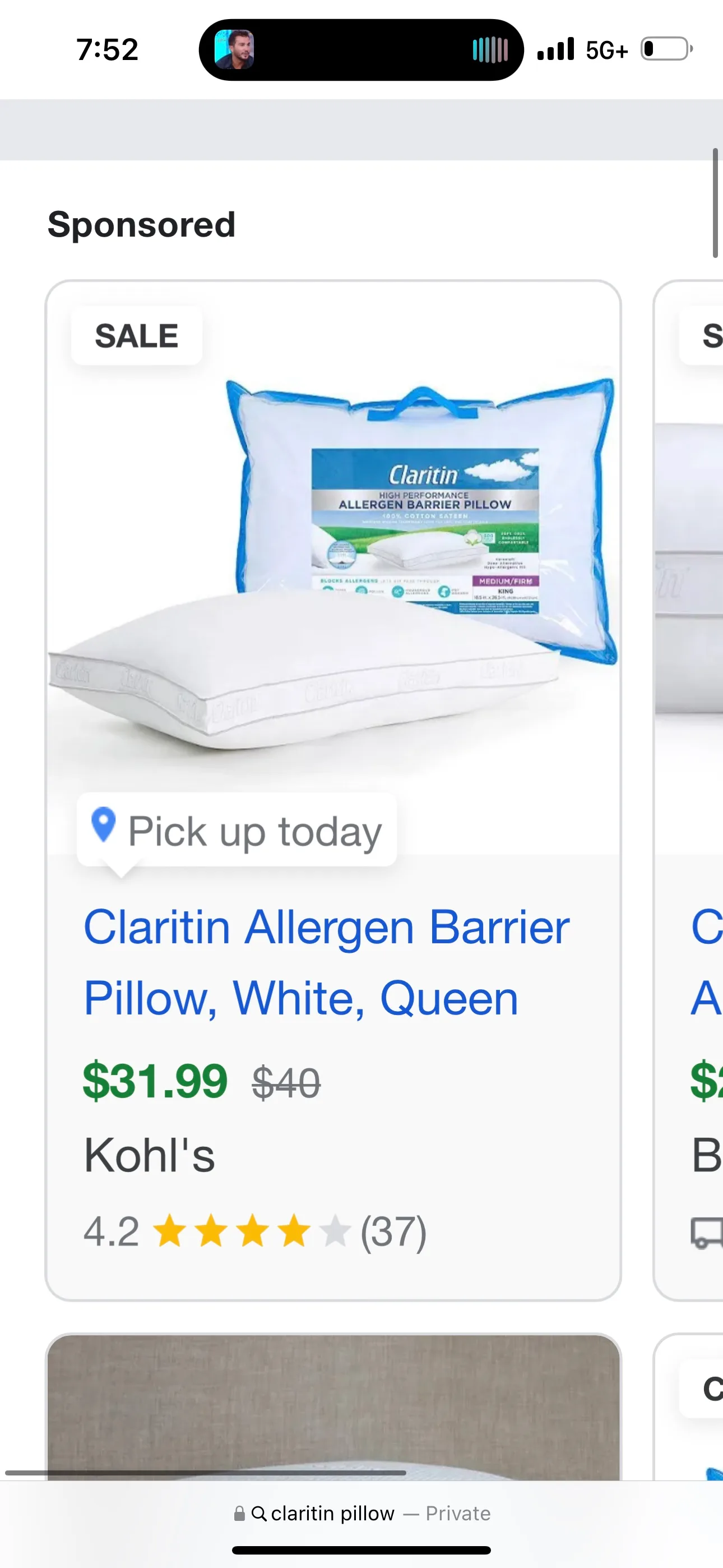 Claritin Queen Size Allergen Barrier Pillow thumbnail