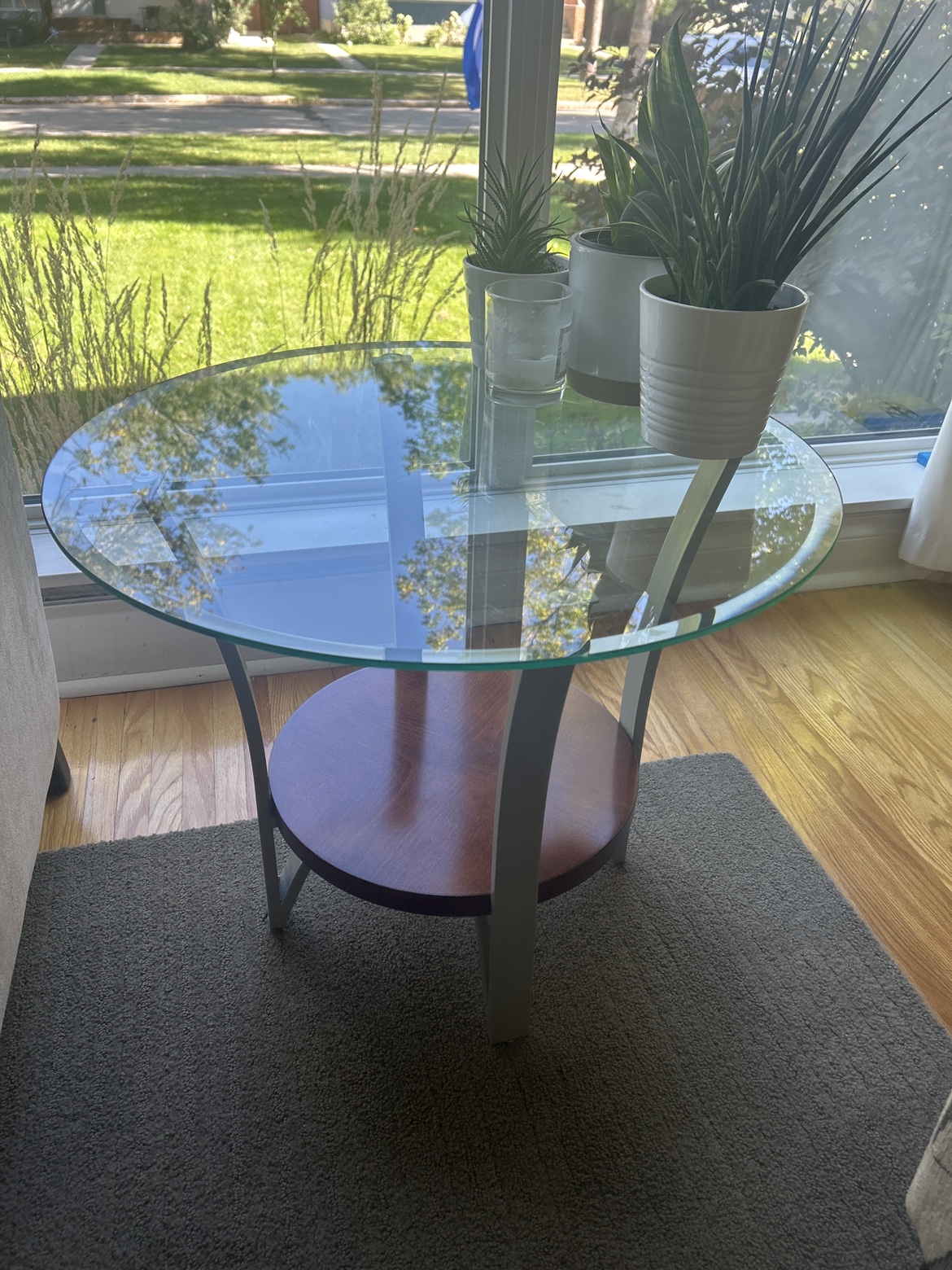 Glass and Metal Side Table