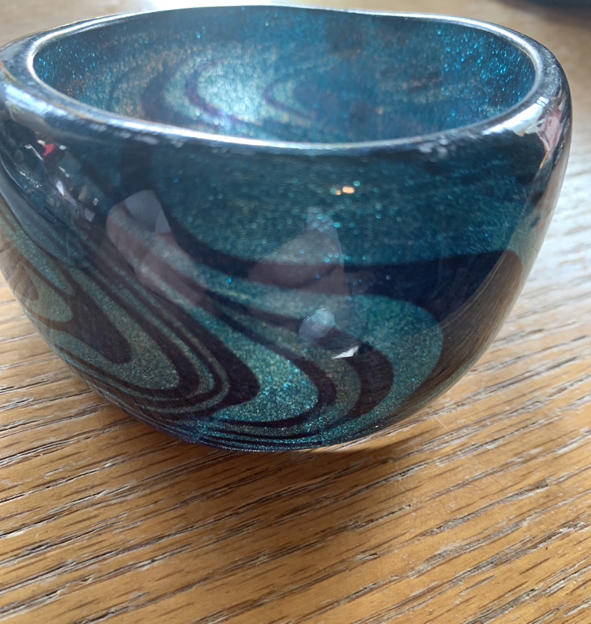 Blue and Black Swirl Lucite Bangle - photo 2
