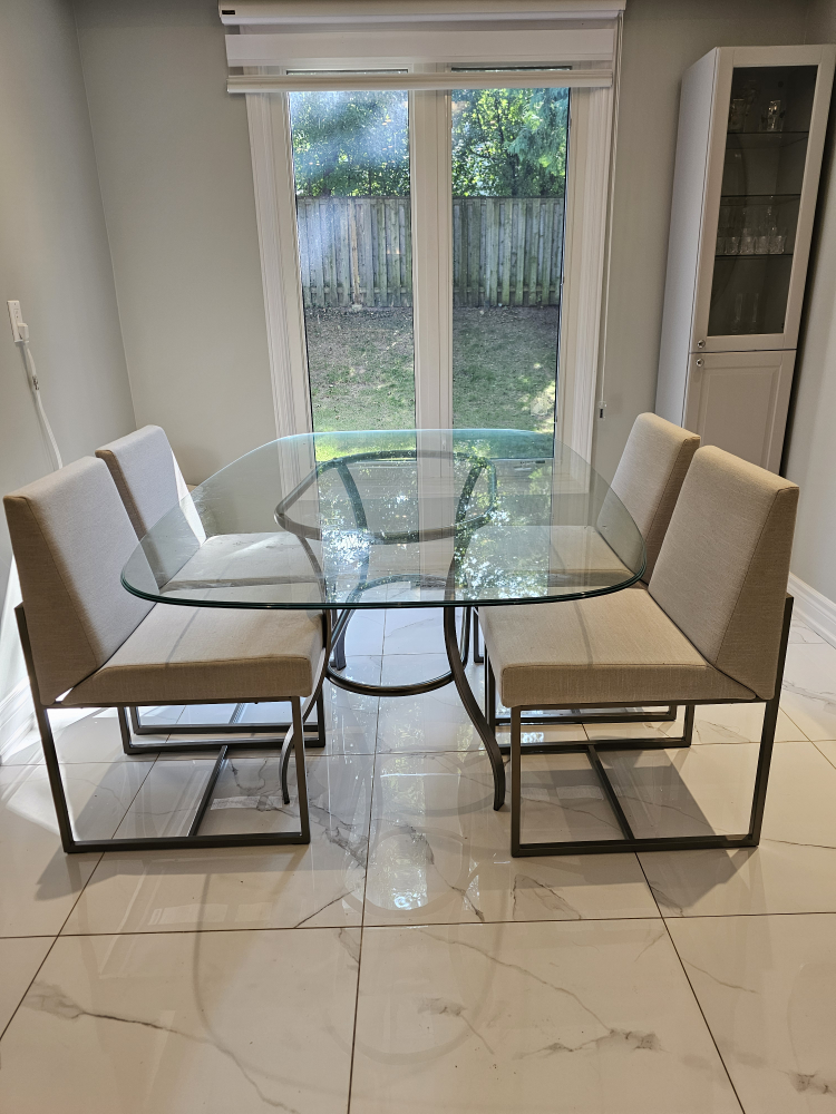 Glass Dining Table with 4 Chairs