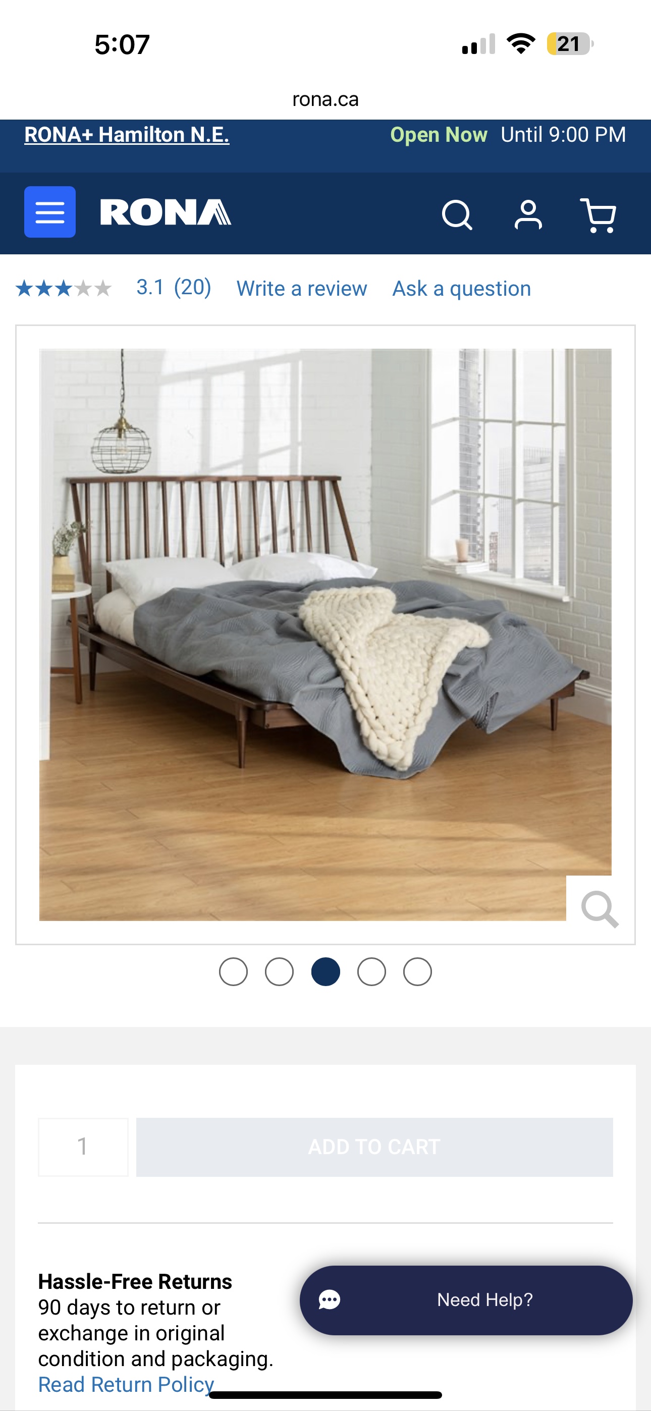 Walker Edison Spindle 100% pine Wood queen Bed & mattress