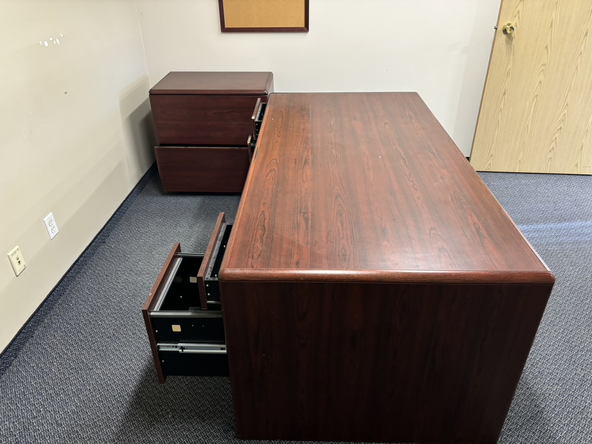 Executive Desk with Hutch and Filing Cabinet - photo 3