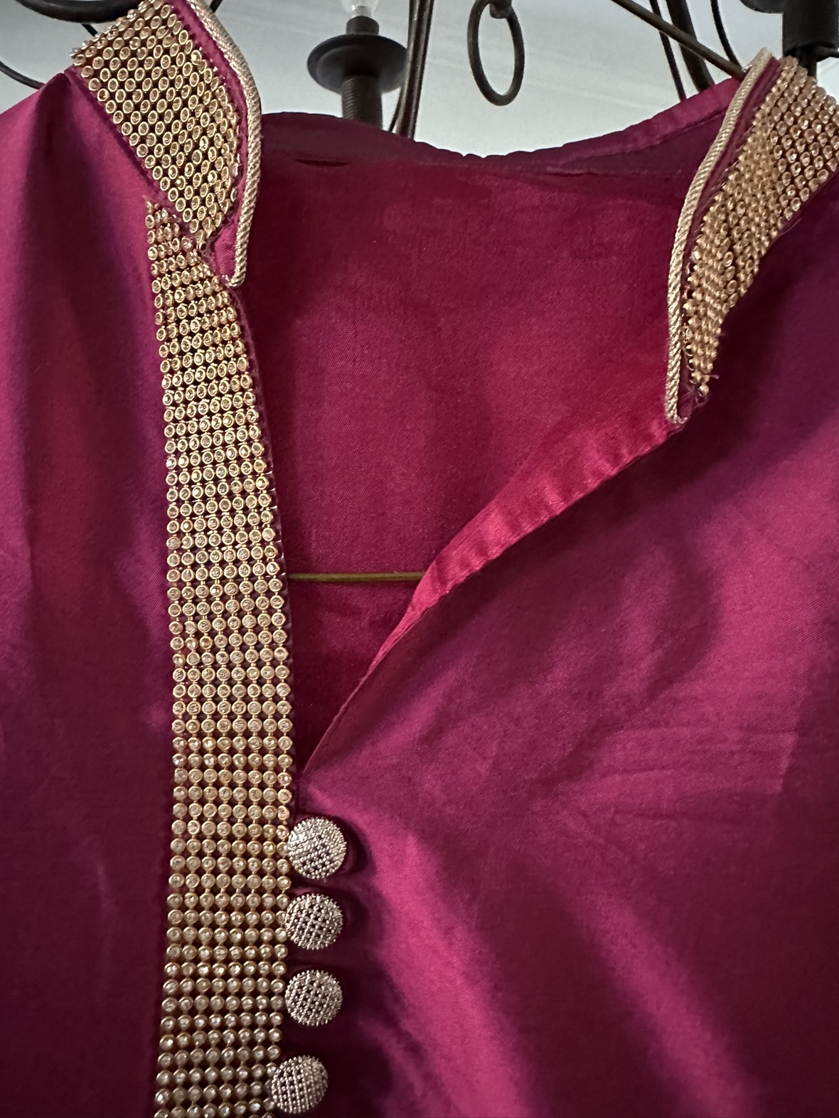 Burgundy satin kurta - photo 2