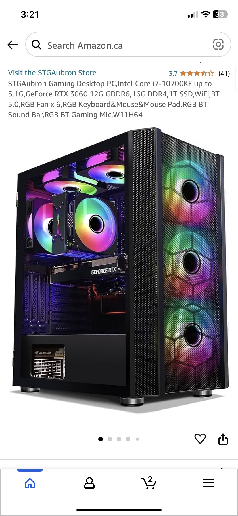 STGAUBRON RTX 3060 Gaming Desktop PC - photo 2