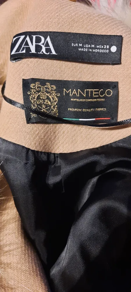 Zara Manteco Womens M Overcoat Tan Camel Fur Trim image indicator(4)