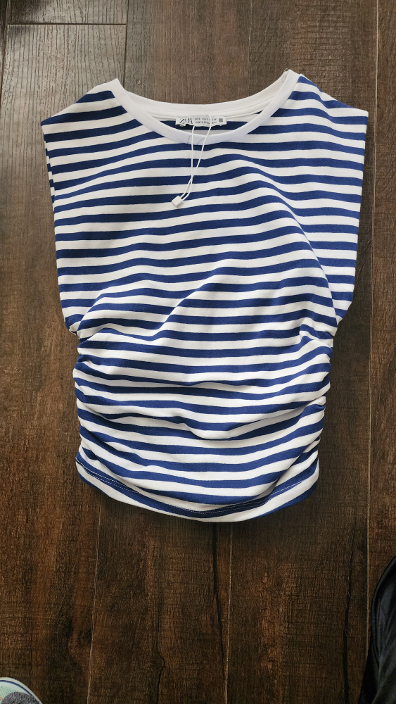 Zara  New Blue and White Striped Top