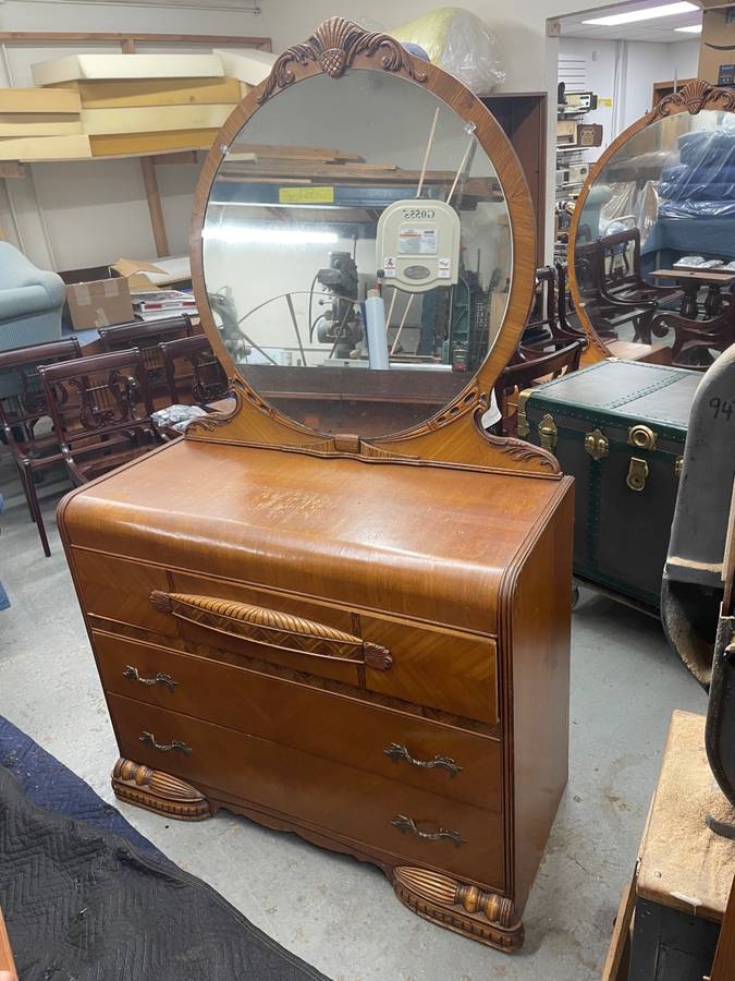 Art Deco 1930's 1940's 3 Piece Mirrored Mahogany Bedroom Set