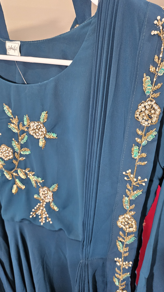 Teal Embroidered predated gown dress - photo 4