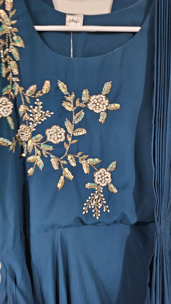 Teal Embroidered predated gown dress - photo 5