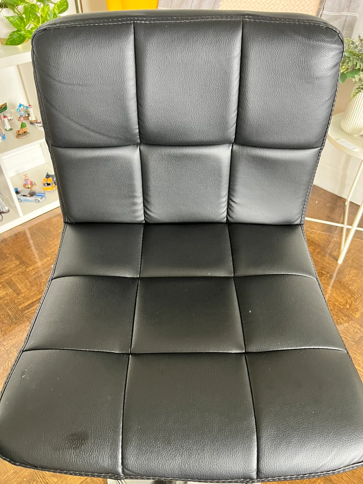 Black Counter Height Bar Stools Set of 2 PU Leather Swivel image indicator(6)