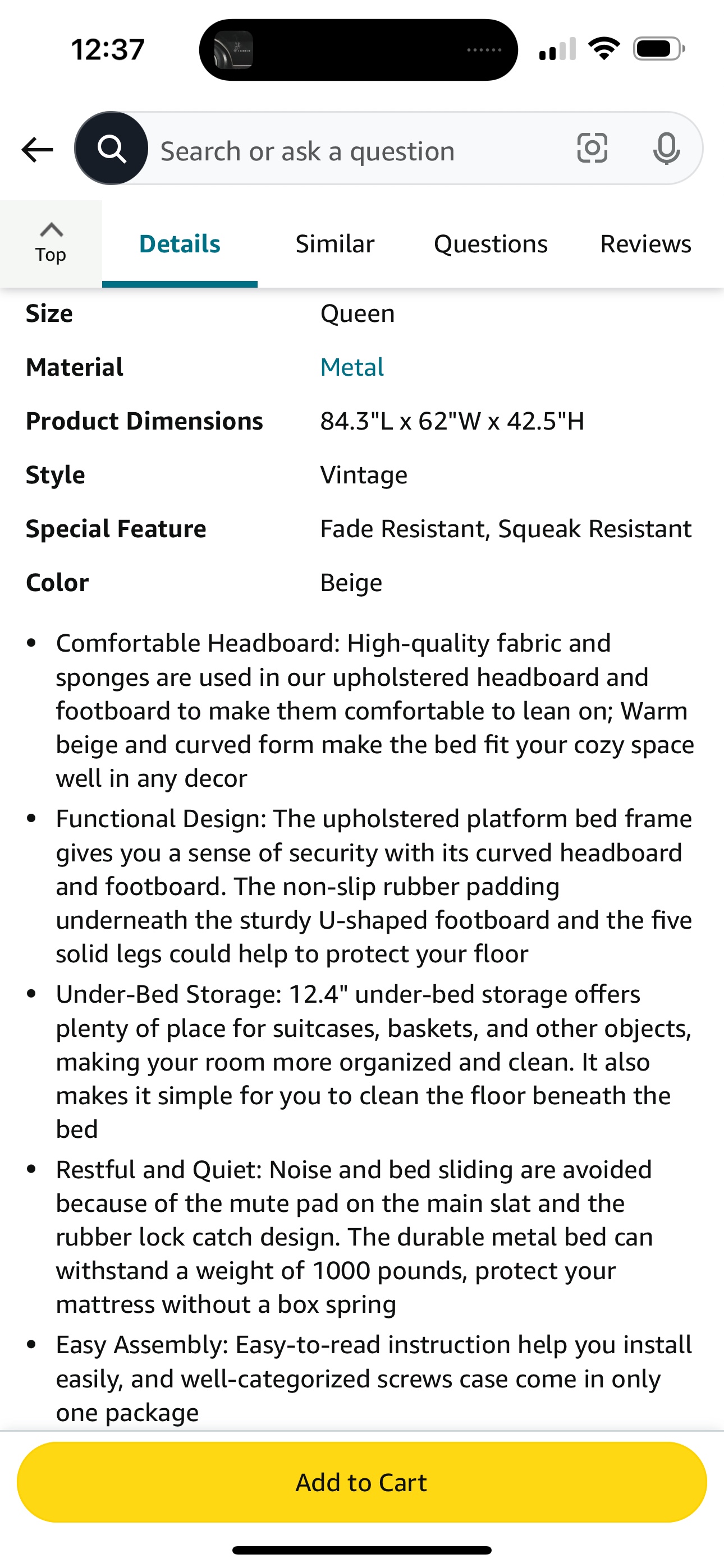Queen Size Metal Bed Frame - photo 3